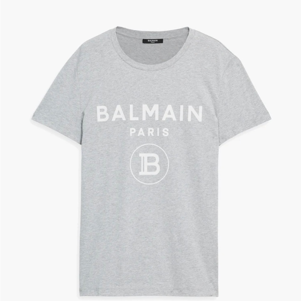 BALMAIN Men’s Grey Logo T-Shirt New with Tags NWT Sz S Small
